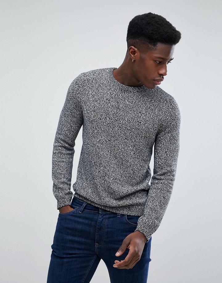 Asos Midweight Cotton Sweater In Gray Twist - Gray