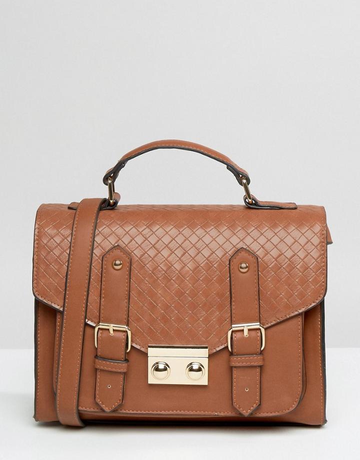 Asos Weave Satchel Bag - Brown