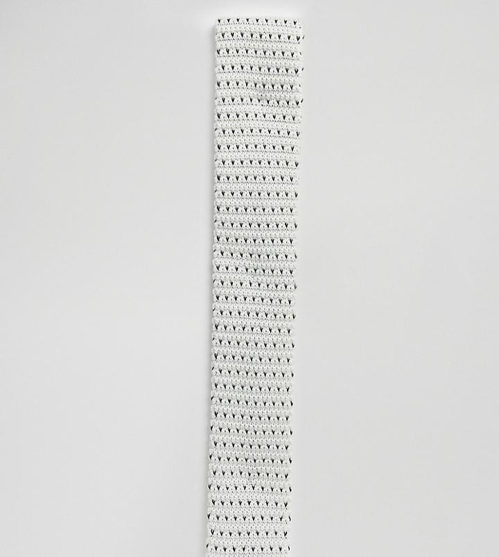 Heart & Dagger Knitted Jacquard Tie In Cream