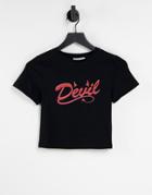 Asos Design Halloween Fitted T-shirt With Devil Print In Black