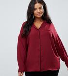 Asos Design Curve Pyjama Long Sleeve Shirt With Piping-red