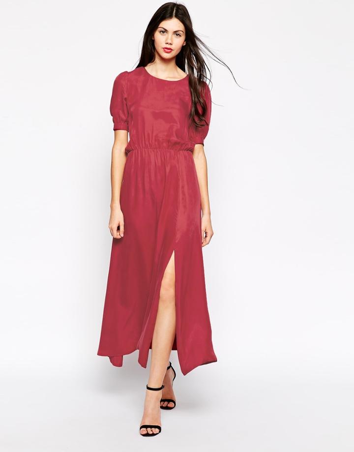 Ukulele Reyna Maxi Dress With Side Split - Red