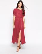 Ukulele Reyna Maxi Dress With Side Split - Red