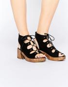 Truffle Collection Talin Ghillie Platform Mid Heeled Sandals - Black