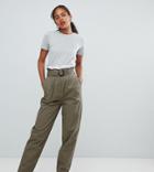 Asos Design Tall Peg Pants With Lace Paperbag Waist - Brown