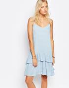 Vila Strappy Dress With Ruffle Detail - Cashmere Blue