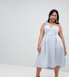 Asos Design Curve Premium Corsage Strap Prom Dress - Blue