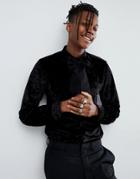 Noose & Monkey Skinny Velvet Shirt - Black