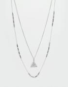 Asos Multirow Triangle Necklace - Antique Silver