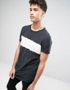 Pull & Bear Longline T-shirt With Tie Dye Stripe In Black - Black