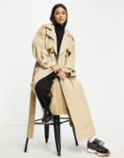 Asos Edition Trench Coat With Tie In Camel-neutral