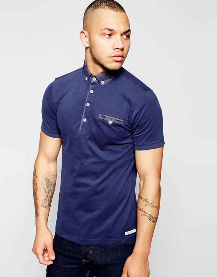 Dickens And Browne Dobby Polo Shirt - Navy