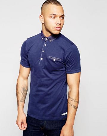 Dickens And Browne Dobby Polo Shirt - Navy