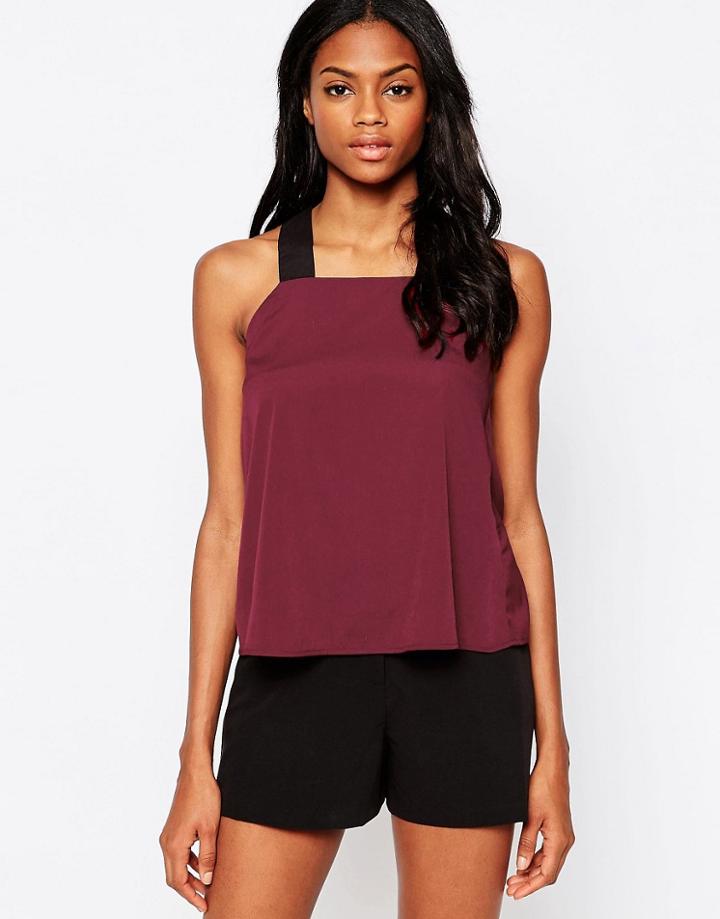 Ax Paris Elasticated Strap Cami - Wine