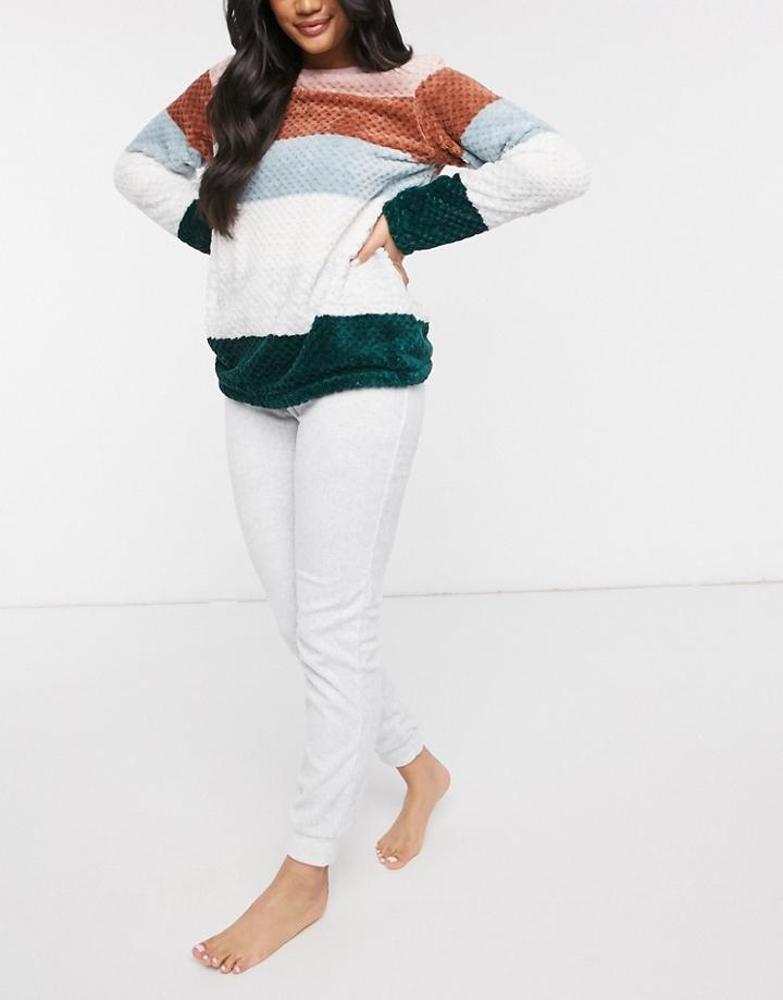 Women'secret Chenille Knitted Stripe Sweatsuit Lounge Set-multi