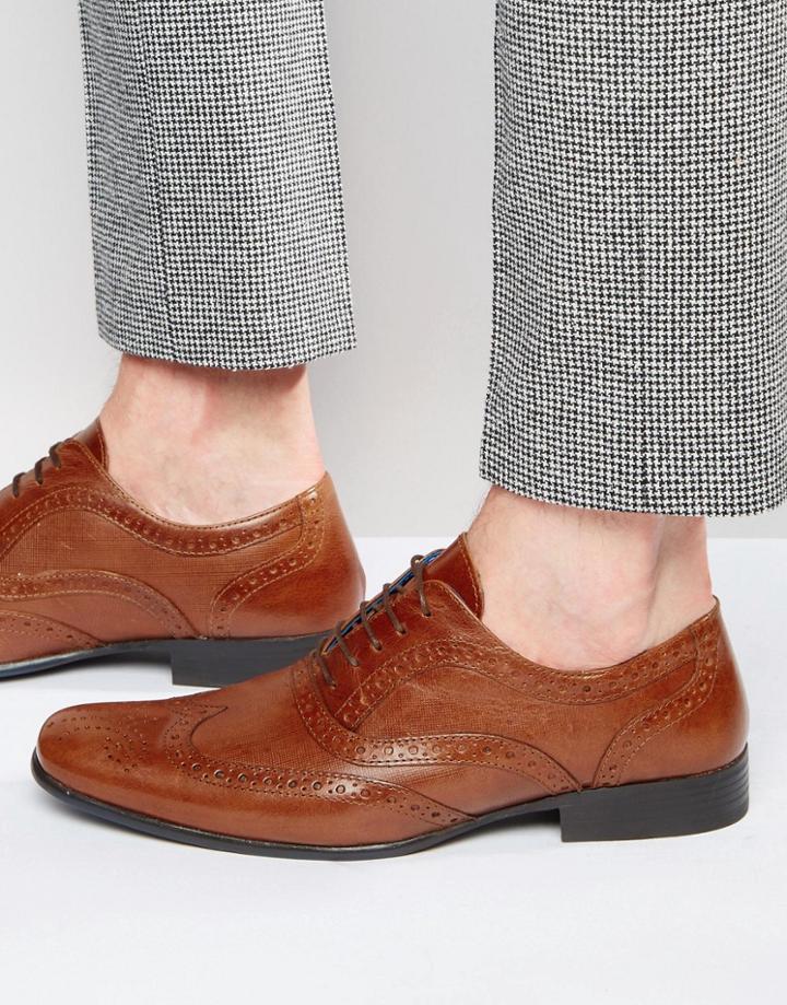 Red Tape Oxford Brogues In Tan Leather - Tan