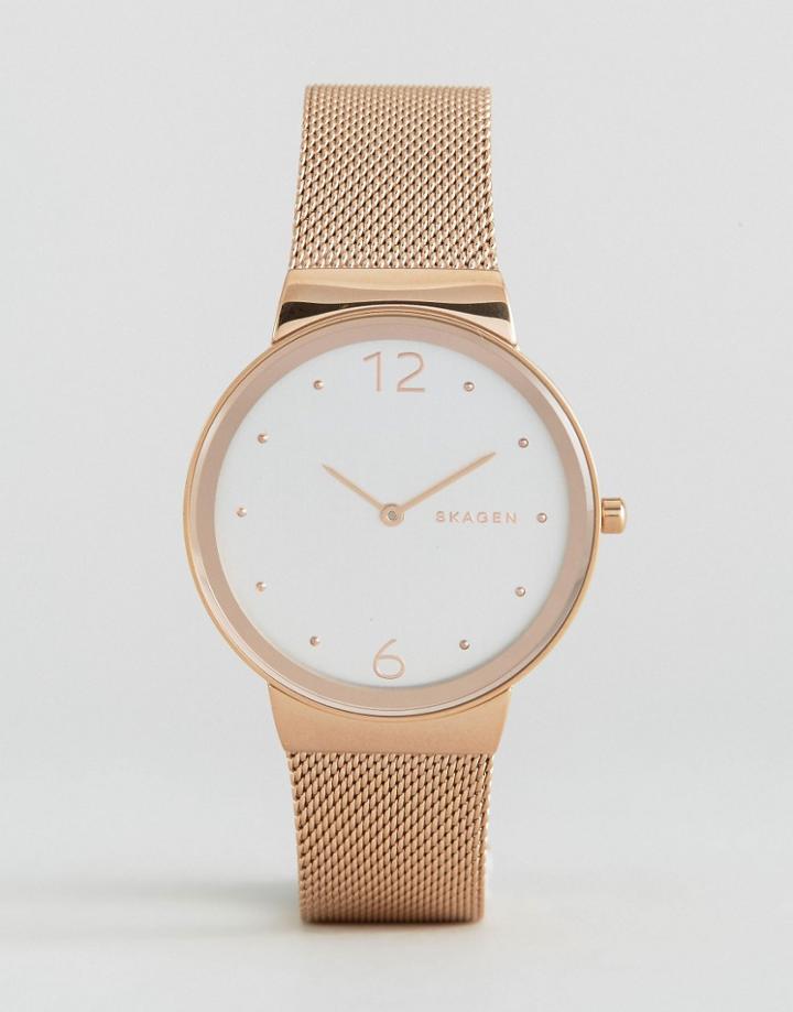 Skagen Rose Gold Freja Mesh Watch Skw518 - Gold