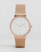 Skagen Rose Gold Freja Mesh Watch Skw518 - Gold