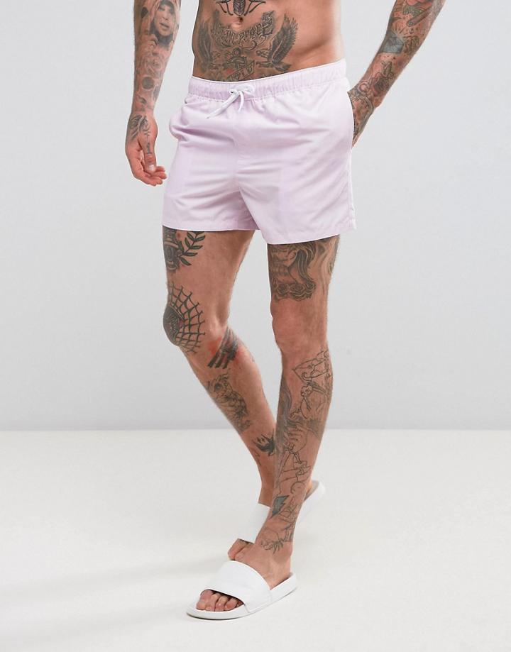 Asos Swim Shorts In Pale Pink Short Length - Pink