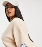 Public Desire Curve Motif Waffle Textured T Shirt In Beige-neutral