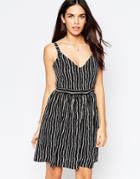 Style London Skater Dress In Blurred Stripe Print - Black