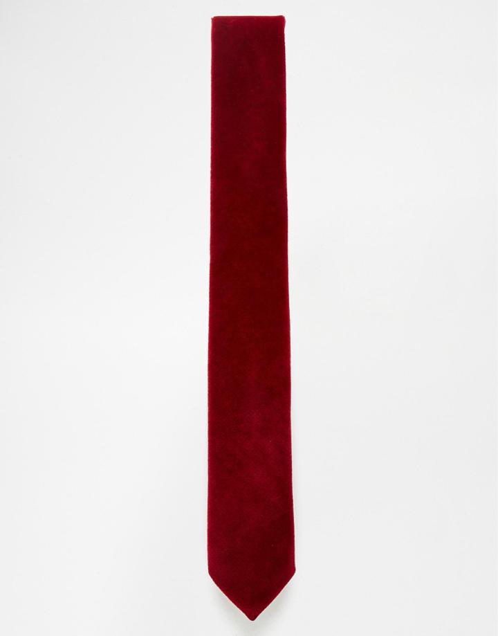 Noose & Monkey Velvet Tie - Red