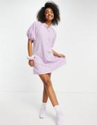Lola May Puff Sleeve Shirt Dress In Lilac-purple