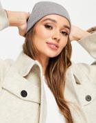 Asos Design Recycled Polyester Deep Turn Up Beanie In Slate Gray-grey