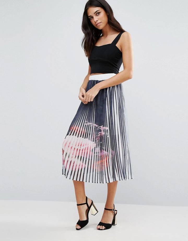 Pussycat London Floral Print Skirt - Black