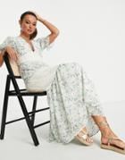 Asos Design Eyelet Tiered Midi Tea Dress In Mixed Ditsy Print-multi