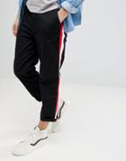 Asos Skater Crop Pants In Black With Double Side Stripe - Black