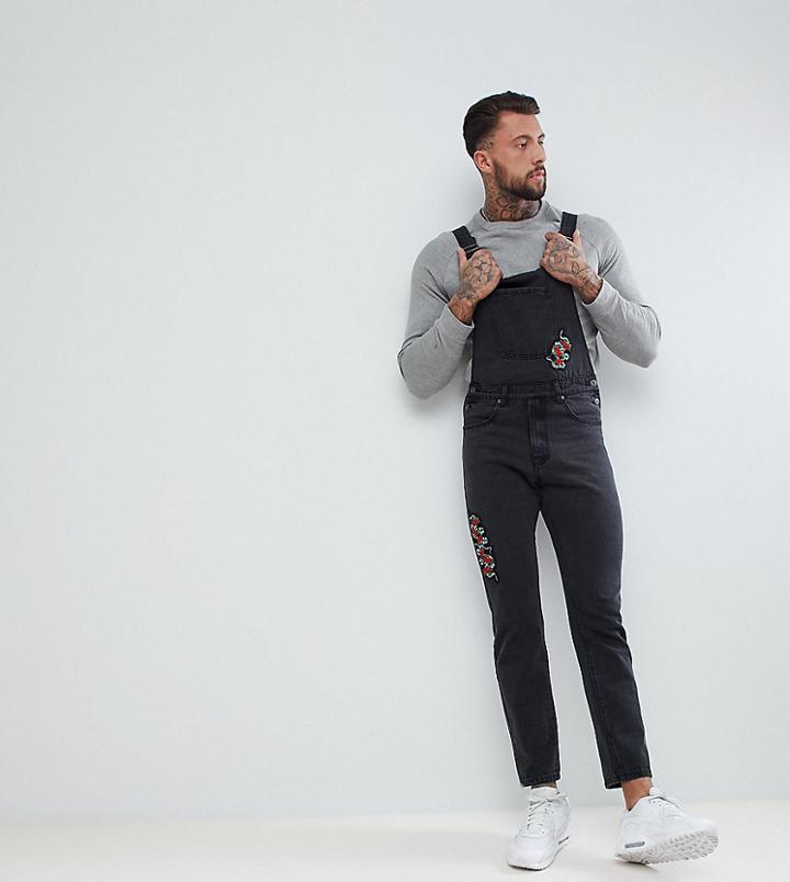 Liquor N Poker Overalls With Embroidery - Black