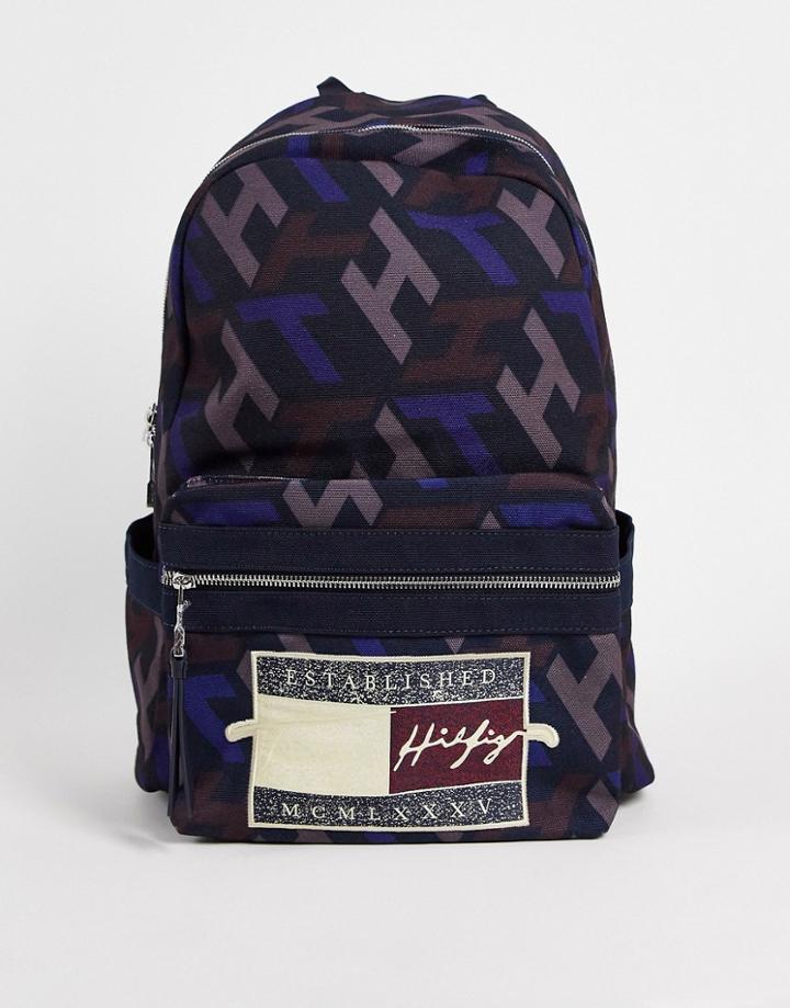 Tommy Hilfiger Signature Monogram Print Backpack In Multi
