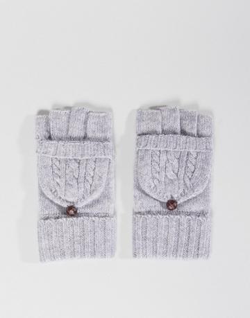 Vincent Pradier Wool And Cashmere Mix Gloves With Foldover Finger Cover - Gray