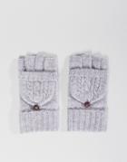 Vincent Pradier Wool And Cashmere Mix Gloves With Foldover Finger Cover - Gray