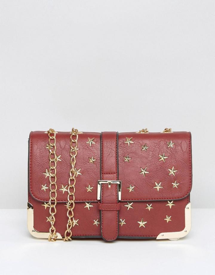 Yoki Star Stud Cross Body Bag - Red