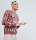 Asos Tall Jacquard Knit Sweater With Chevron Stripes In Dark Pink - Pink