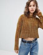 E.l.k Ribbed Chenille Cropped Sweater - Green