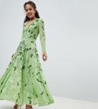 Asos Edition Tall Embellished V Neck Midi Dress - Green