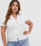 Vero Moda Curve Linen Button Through Boxy Shirt - White