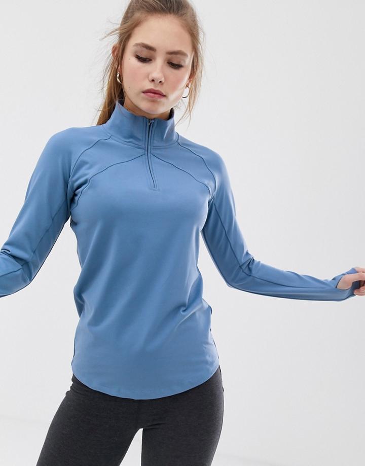 Asos 4505 Zip Front Long Sleeve Top - Blue