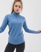 Asos 4505 Zip Front Long Sleeve Top - Blue