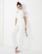 Y.a.s Wedding Jumpsuit With Halterneck And Lace Detail In White