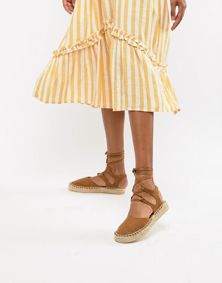 South Beach Tan Ankle Tie Espadrilles - Tan