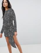 Missguided Polka Dot Twist Front Mini Dress - Black