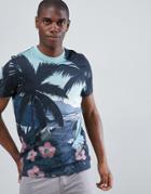 Ted Baker Crew Neck T-shirt In Parrot Placement Print - Blue