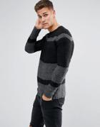 Religion Crew Neck Stripe Sweater - Black