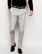 Asos Skinny Suit Trousers In Grey Poplin - Gray