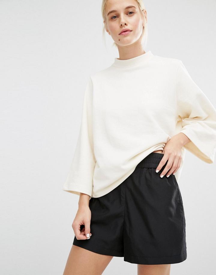 Monki Raw Edge Boxy Sweat Top - Cream