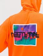Asos Design Oversized Hoodie With Back Print In Neon Orange